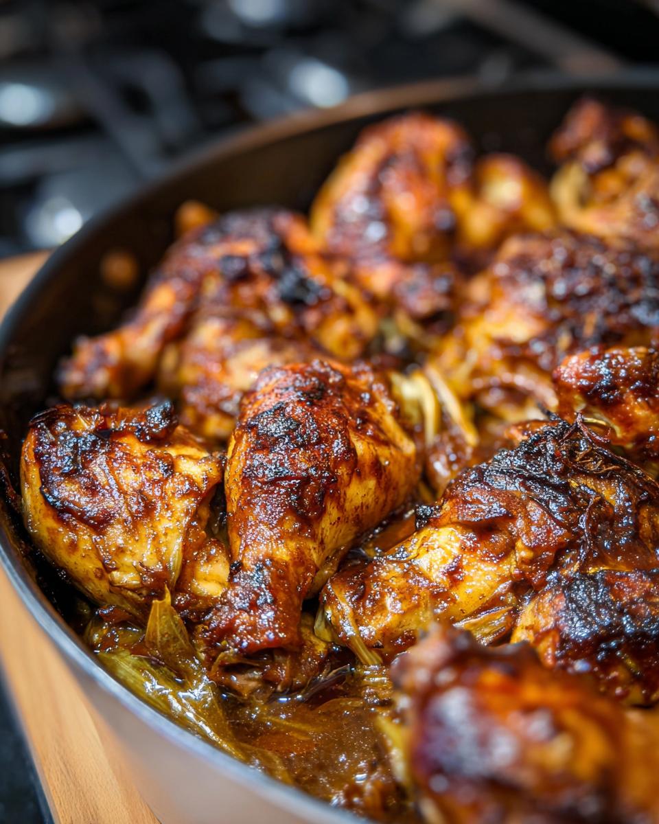 Close-up of glazed chicken drumsticks in a pan, part of The Only Chicken Recipes Recipe You’ll Need (2025).