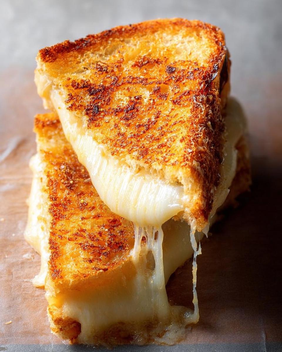 Close-up of a gooey, melted cheese pull from a perfectly grilled cheese sandwich, a classic among grilled cheese recipes.