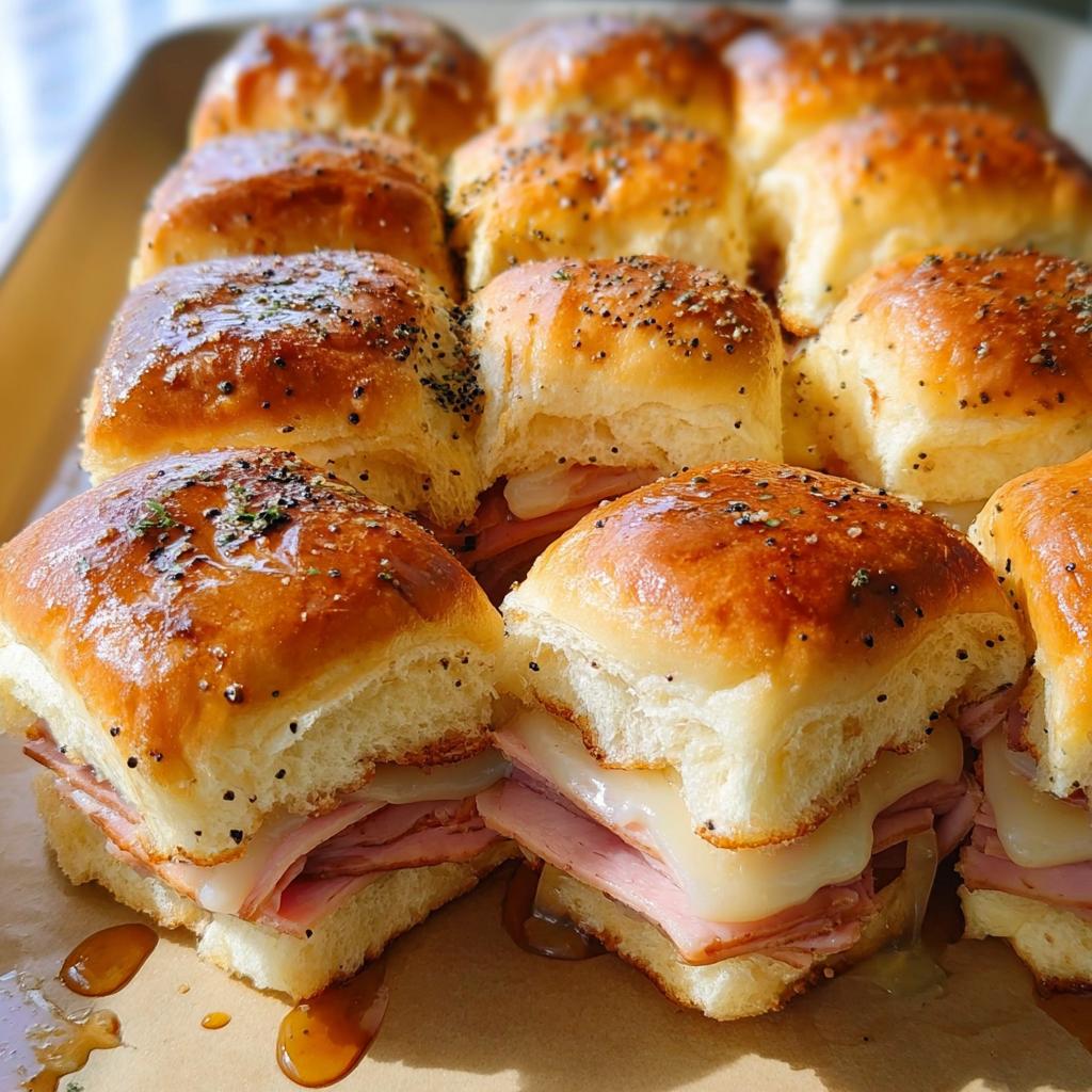 Close-up of delicious ham and cheese sliders, a perfect example of 12 Genius Sandwich Ideas Recipes for Busy Weeknights.