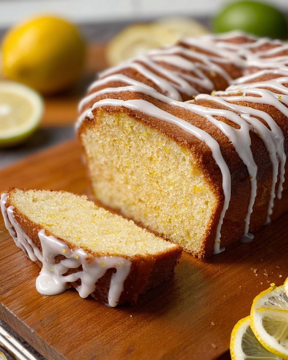 A slice of lemon bundt cake drizzled with white icing, part of our 'What I Cook When I Crave Cake Ideas Recipes'.