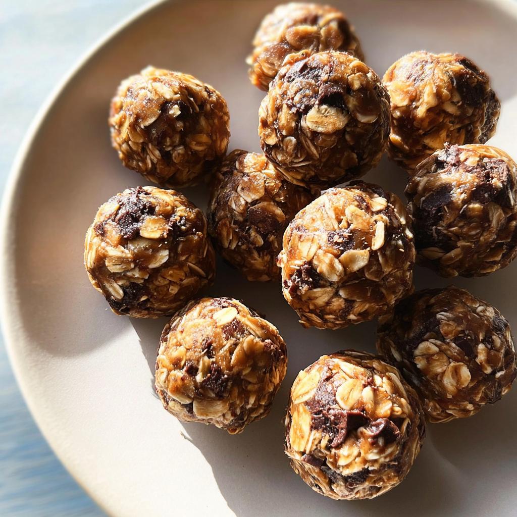 A plate of homemade oatmeal energy balls, a perfect addition to breakfast ideas recipes.