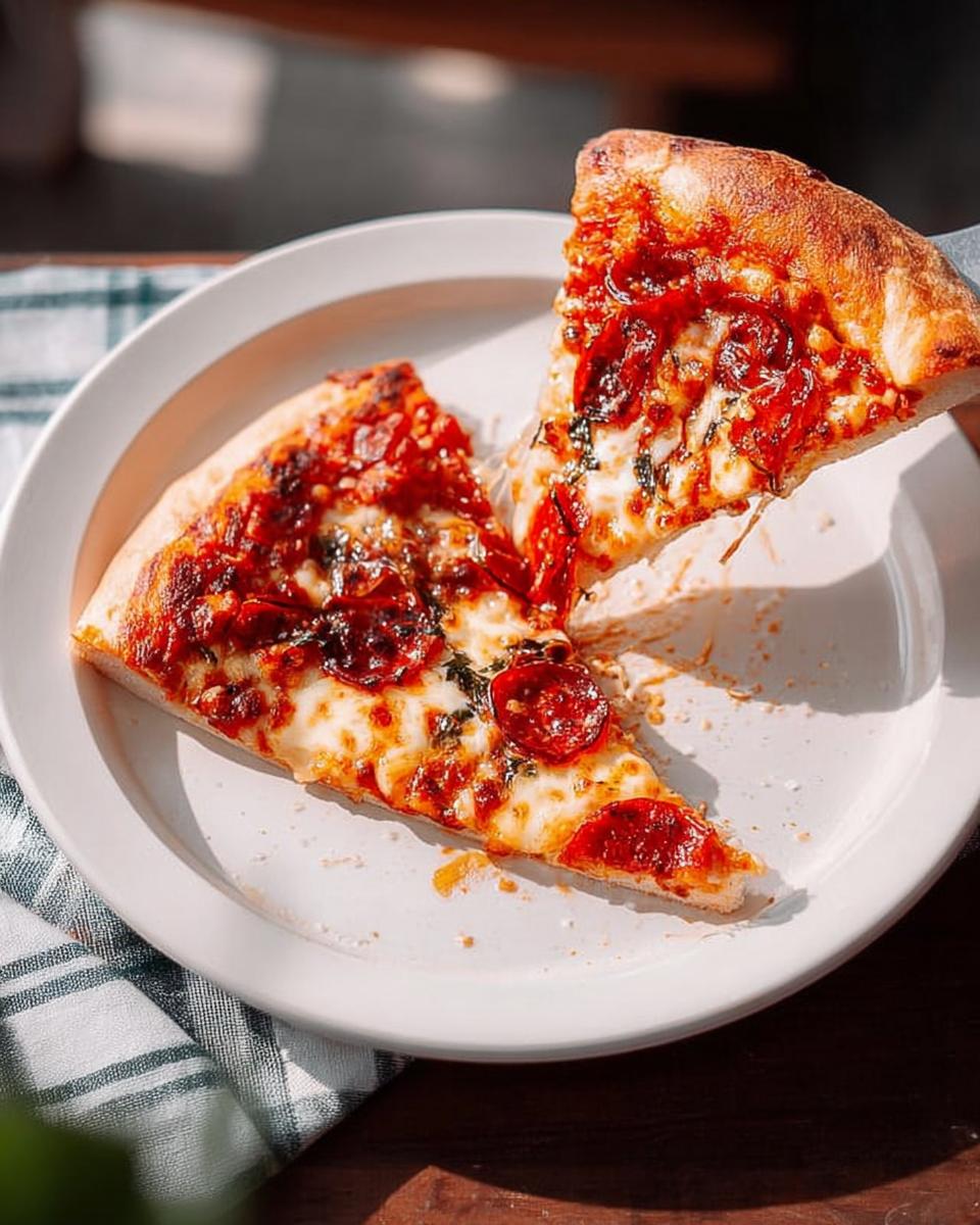 Two slices of pepperoni pizza on a white plate, ready for a delicious Pizza Night Recipes meal prep.