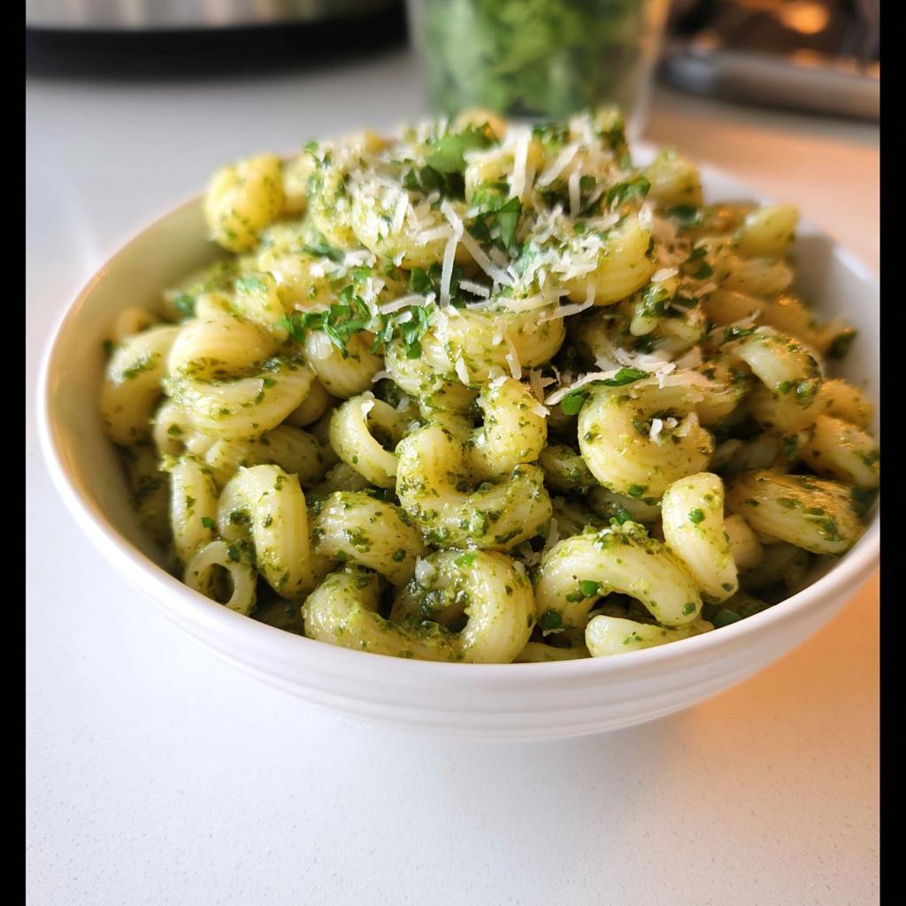 A bowl of delicious pesto pasta, a quick and easy recipe perfect for weeknights.