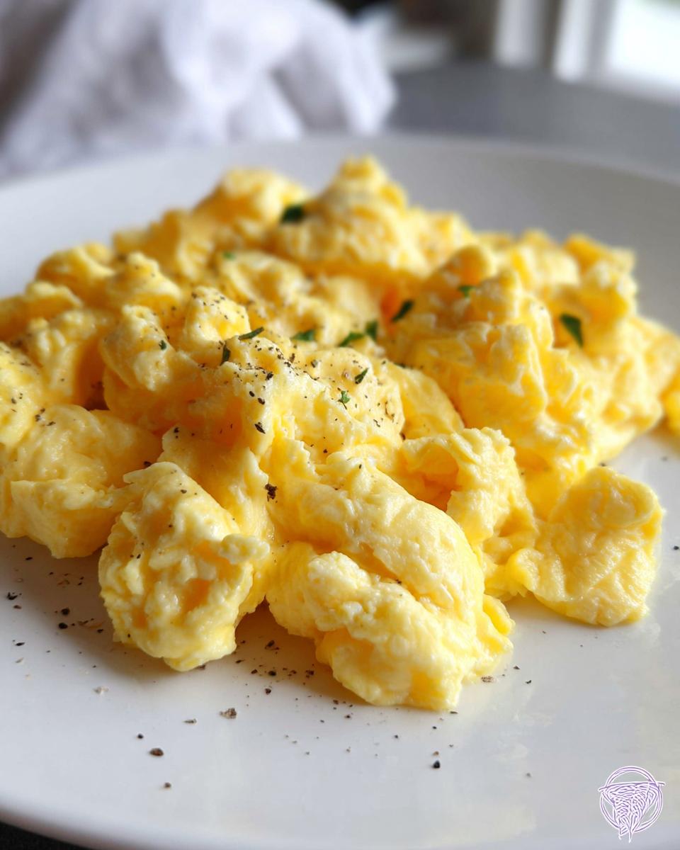 Fluffy scrambled eggs seasoned with black pepper and parsley, a key part of egg recipes.