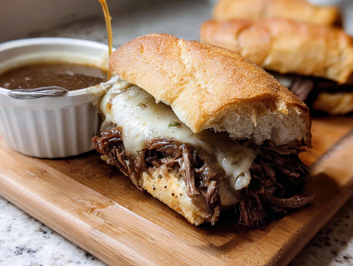 Amazing 4-Ingredient Crockpot French Dip Sandwiches