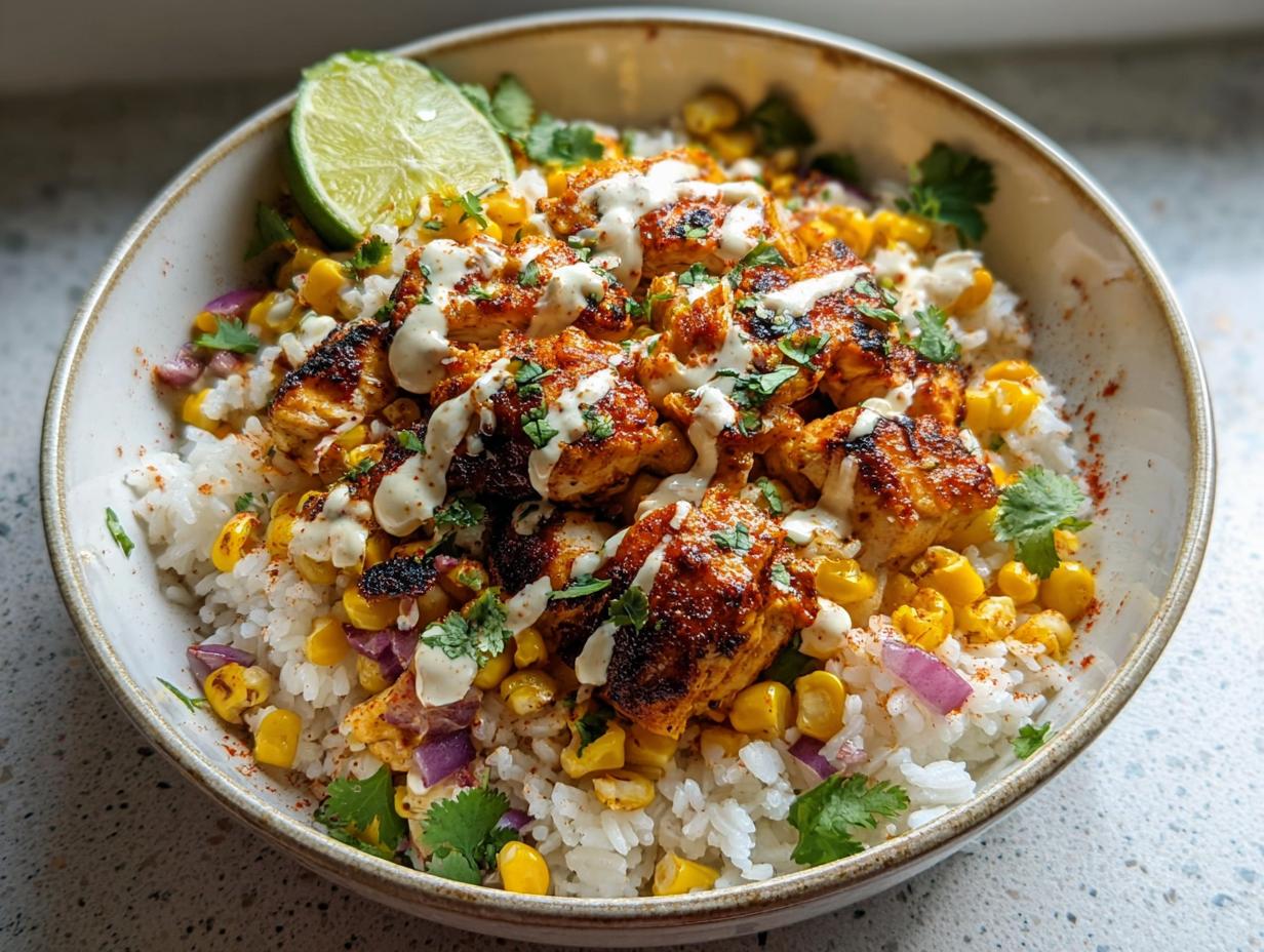 Delicious 50-min Easy Street Corn Chicken Bowl