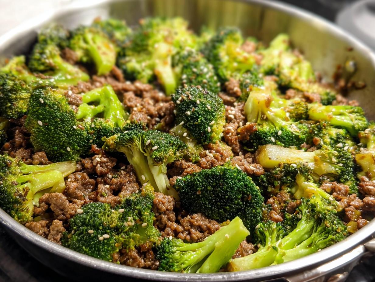 Amazing 10-Minute Keto Hamburger Broccoli Skillet
