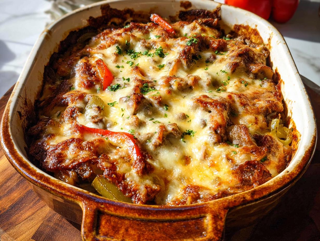 Amazing Low Carb Philly Cheesesteak Casserole