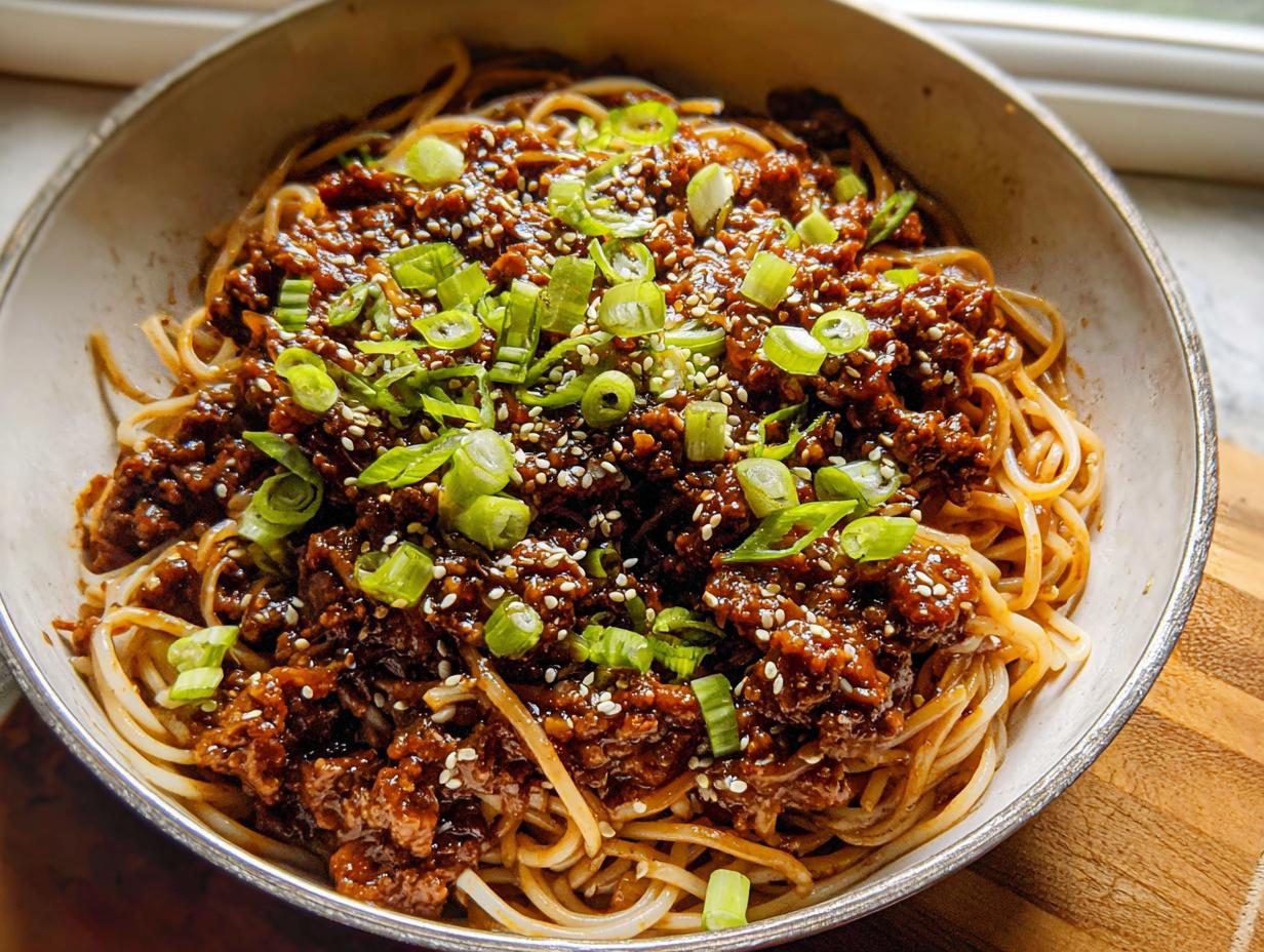 Amazing Mongolian Ground Beef Noodles Recipe