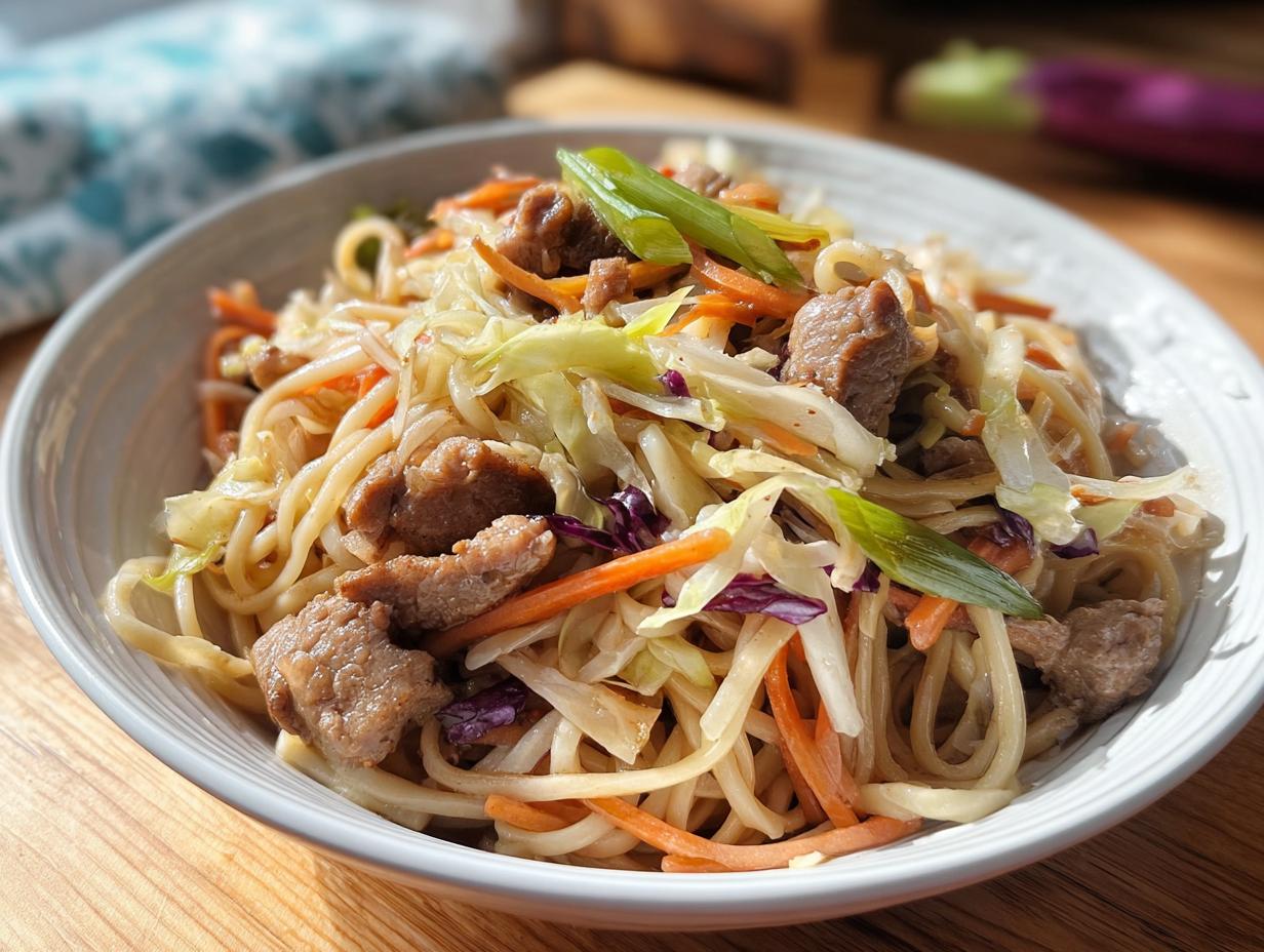 Amazing Potsticker Noodle Bowl with Pork & Cabbage Slaw