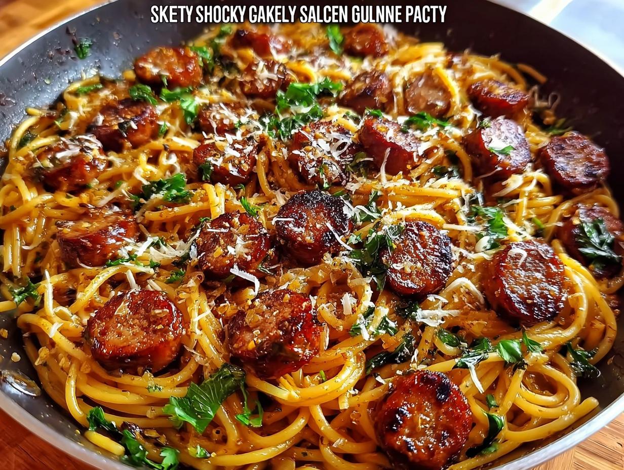 Quick Sticky Honey Garlic Sausage Pasta Skillet
