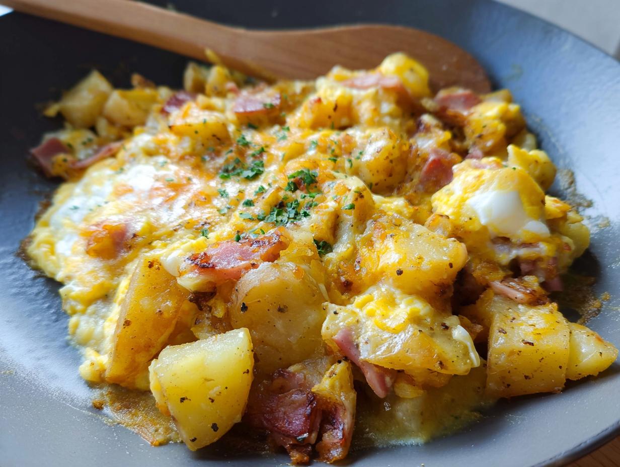 Amazing Cheesy Potato Egg Scramble in 20 Mins