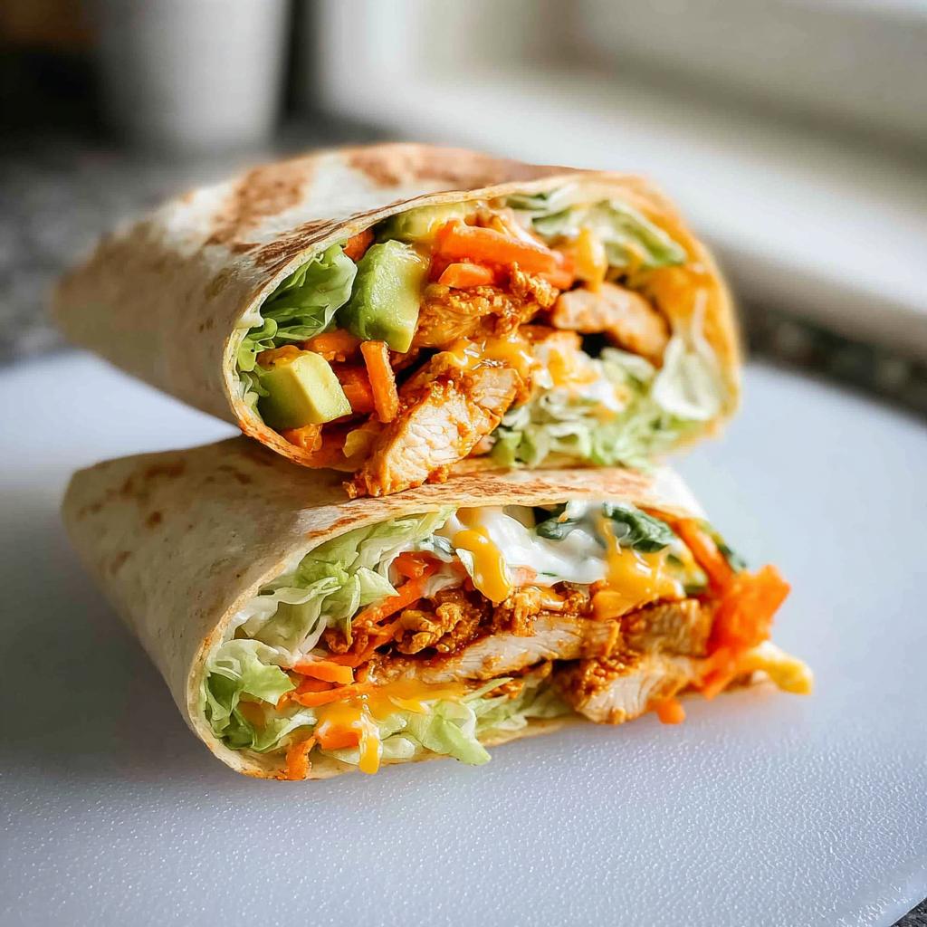 A delicious wrap filled with creamy spinach and eggs, chicken, avocado, and shredded carrots.