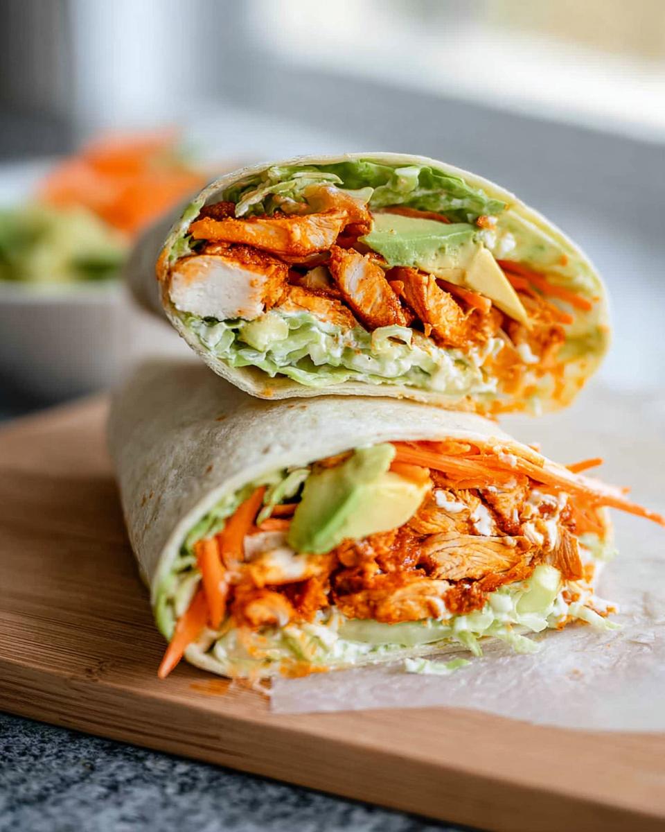 A delicious wrap filled with creamy spinach, eggs, chicken, avocado, and shredded carrots.