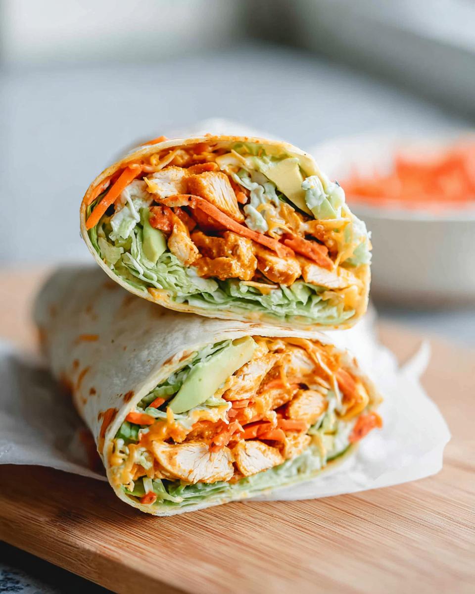 A delicious wrap filled with creamy spinach and eggs, chicken, avocado, and shredded carrots.
