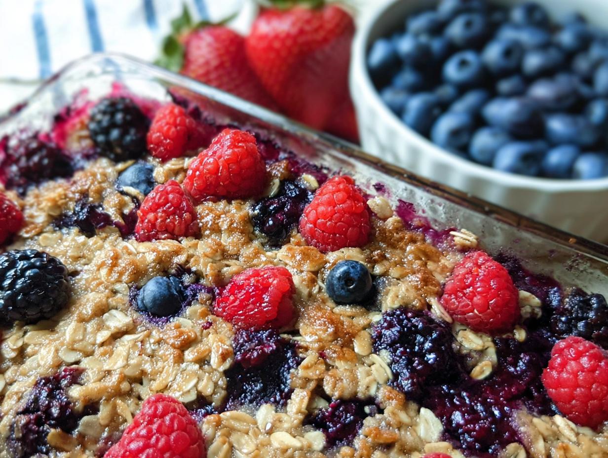 Amazing High Protein Triple Berry Bake