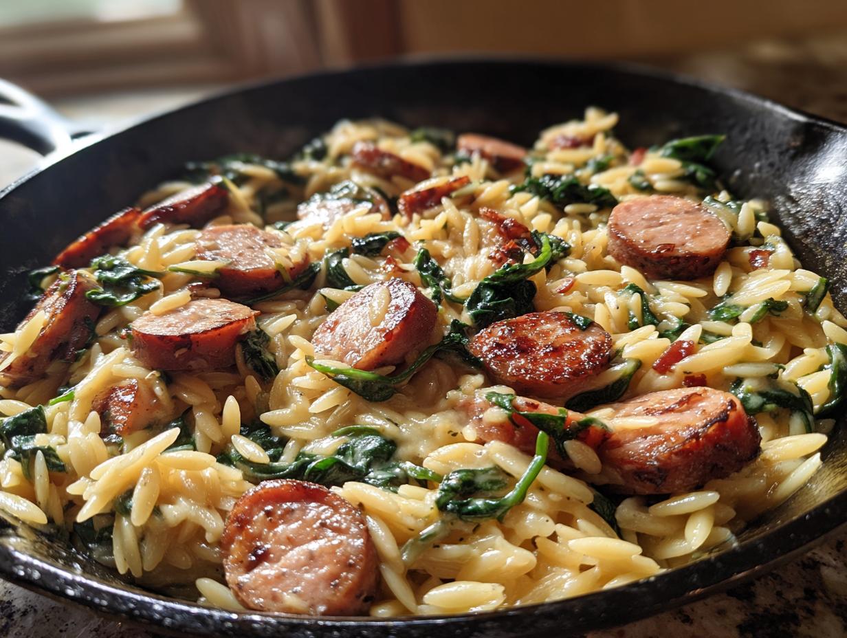 Amazing Creamy Chicken Sausage Orzo in 35 Minutes