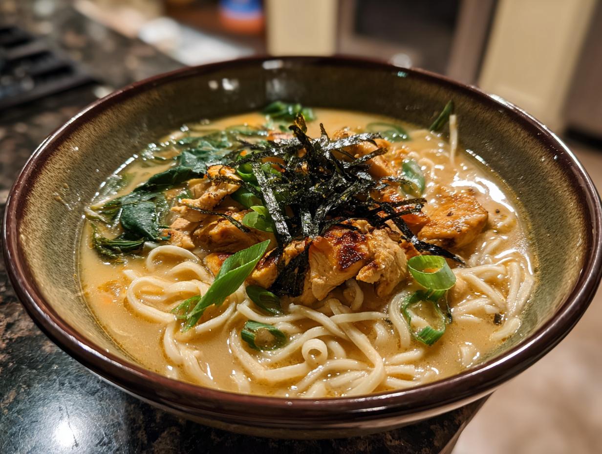 Amazing Creamy Garlic Chicken Ramen in 35 Mins