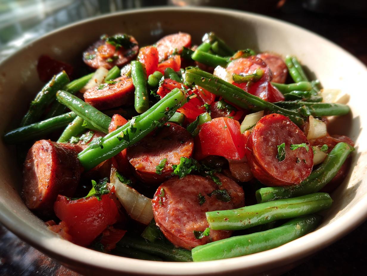 Amazing Crockpot Kielbasa & Green Beans: 1 Pot