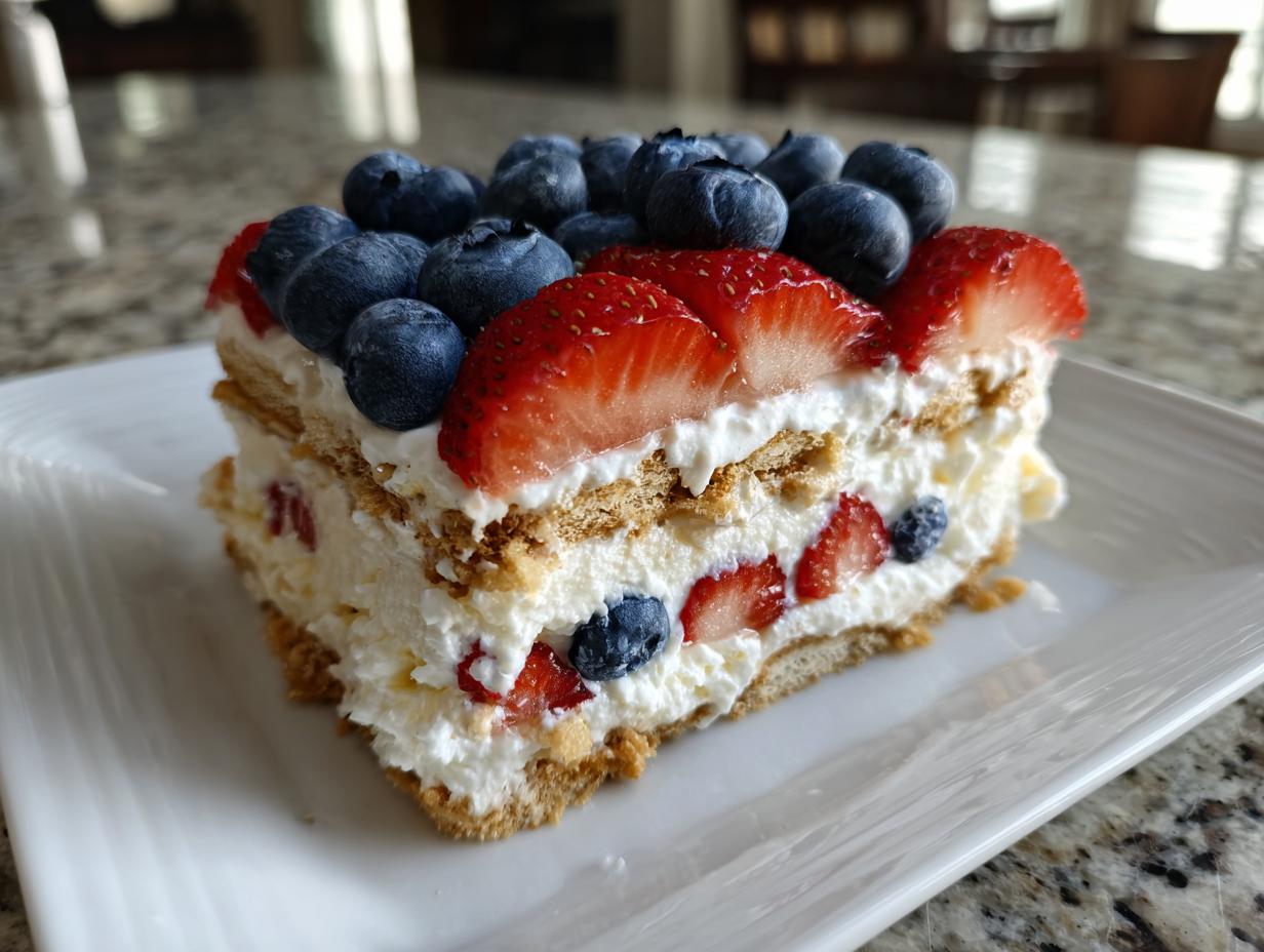 Amazing 4th of July Red White Blue Icebox Cake