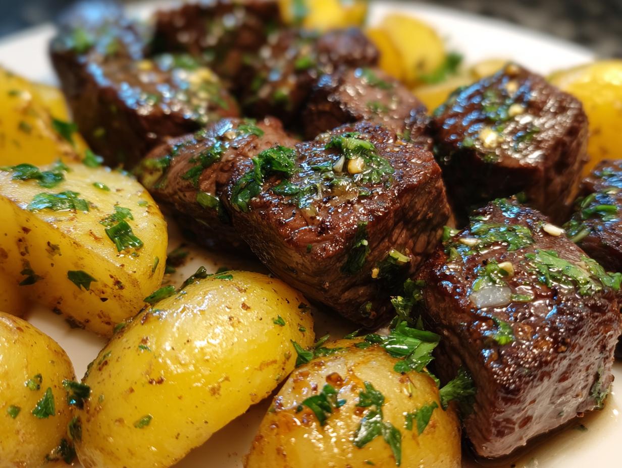 Amazing 1-Pan Garlic Steak Bites & Potatoes