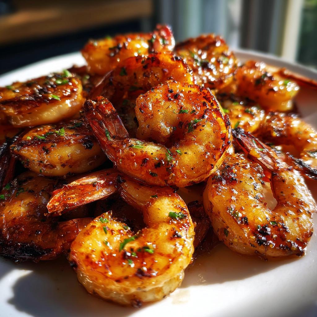Close-up of glistening honey lime shrimp, seasoned and grilled to perfection, a key ingredient in fast grilling recipes.