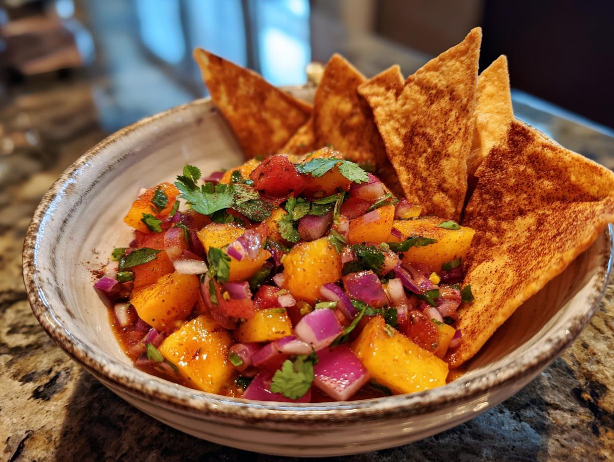 Amazing Peach Recipes: Fresh Peach Salsa With Cinnamon Chips