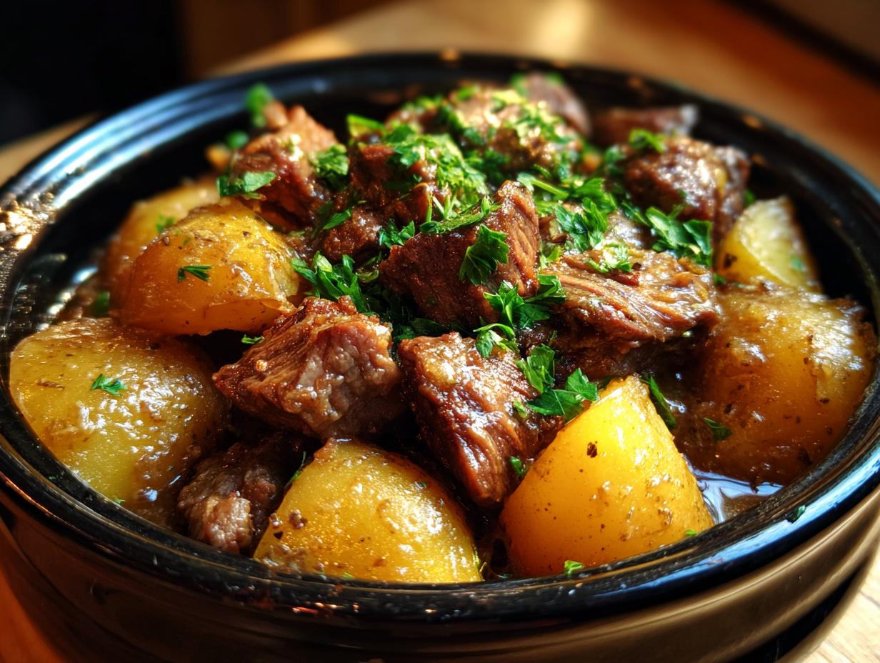 Amazing Slow Cooker Garlic Butter Beef with Potatoes