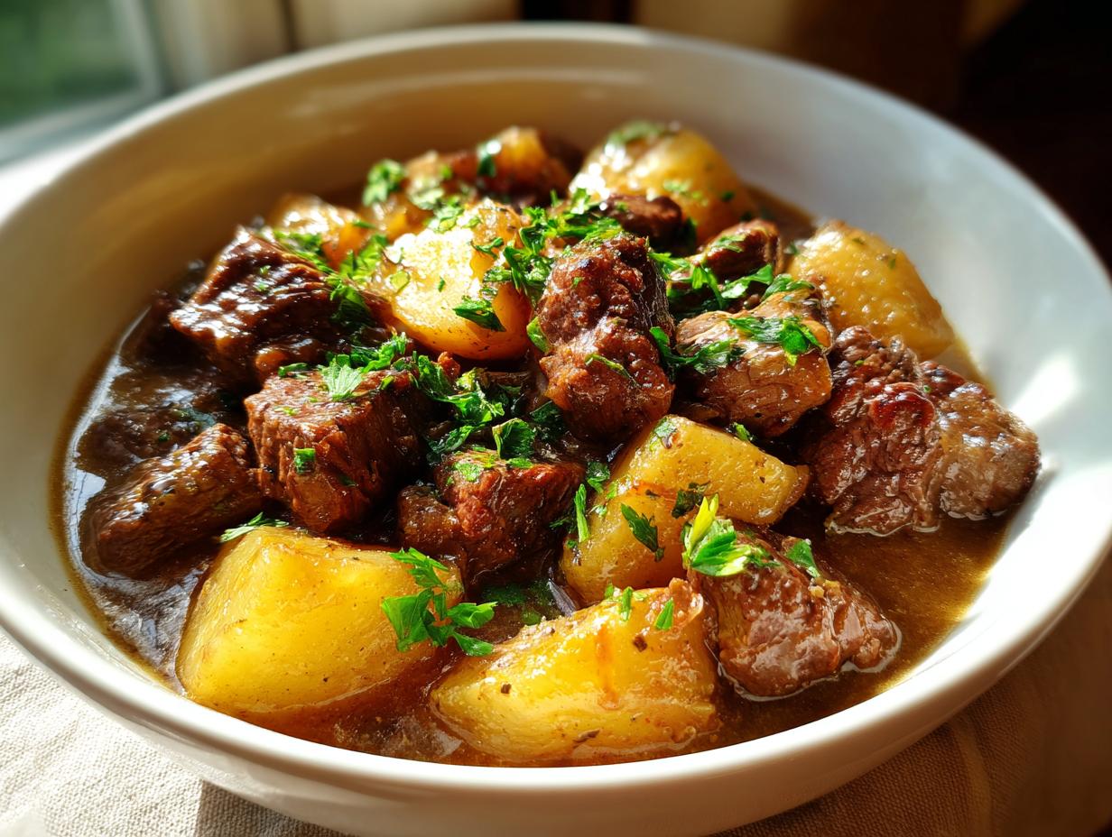 Amazing Slow Cooker Garlic Butter Beef Potatoes