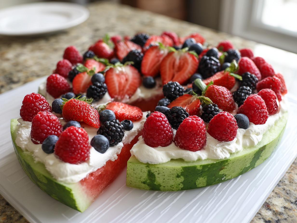 Stunning Watermelon Berry Fruit Pizza for Summer Dessert