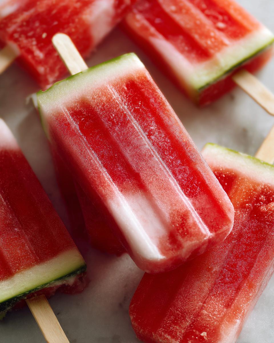 Close-up of refreshing watermelon and coconut lime popsicles, perfect for kids.