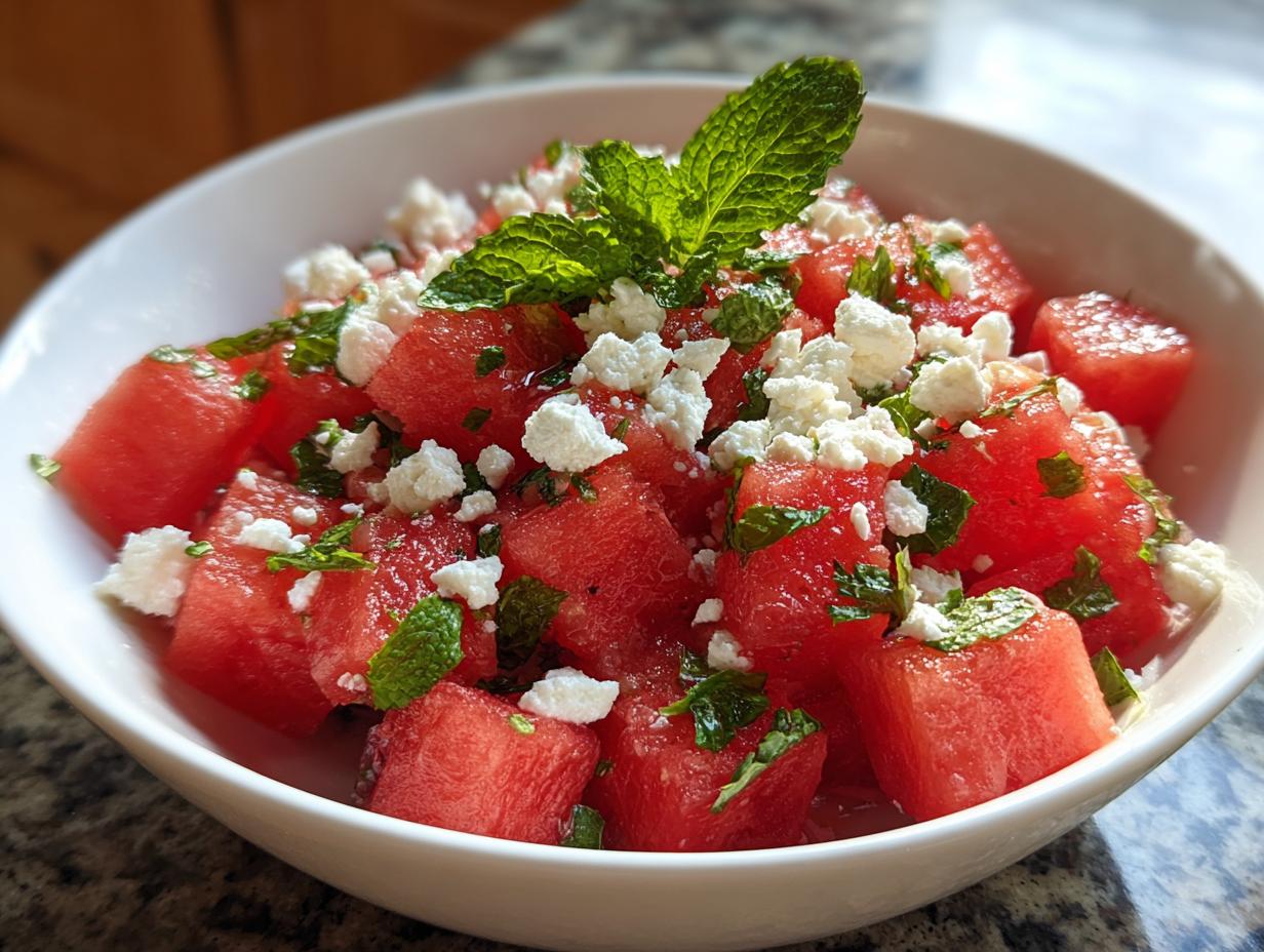 Watermelon Recipes: 10-Min Feta Mint Salad